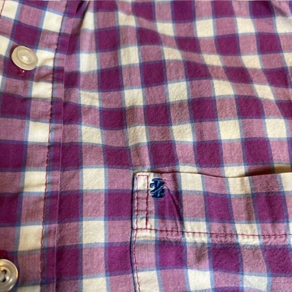 IZOD Men's Purple Checked Button Down Shirt Contrast Cuff Size Medium - Picture 6 of 10